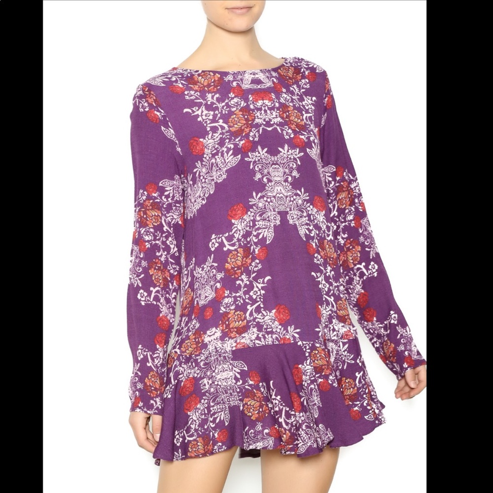 Free People Purple Floral Smooth Talker Tunic